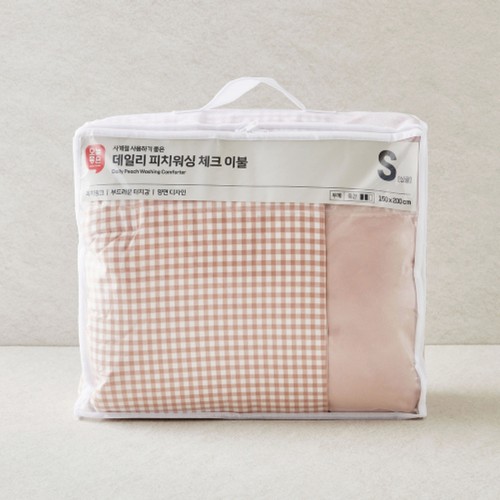 오늘좋은 데일리 체크 이불 (S,피치핑크) (150*200CM)
