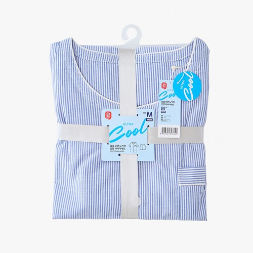 BLUE/L 오늘좋은 남성 순면반팔 파자마세트(노카라)