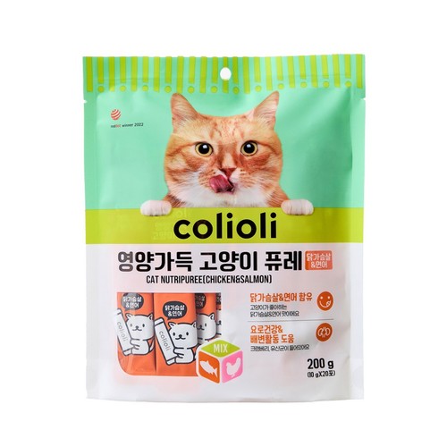 콜리올리 영양가득 고양이 퓨레(닭가슴살&연어) (10G*20P)