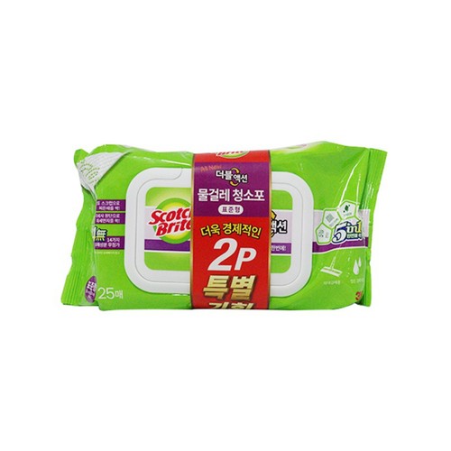 3M 올뉴 더블액션 물걸레 청소포 (표준형, 2입) (25매+25매)