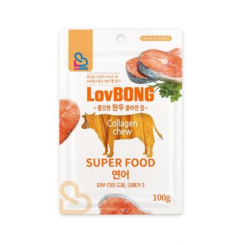 쫄깃한 한우 콜라겐껌 (연어) (100G)
