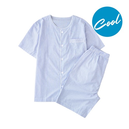 BLUE/L 오늘좋은 남성 순면반팔 파자마세트(노카라)
