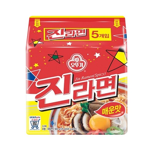 오뚜기 더 맛있게 매워진 진라면 매운맛 (120G*5)