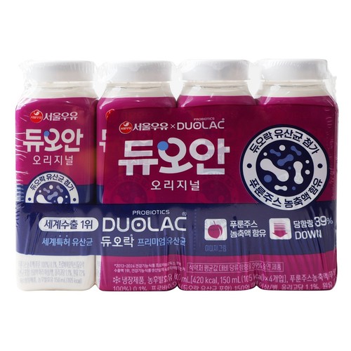 서울우유 듀오안 오리지널 (150ML*4입)