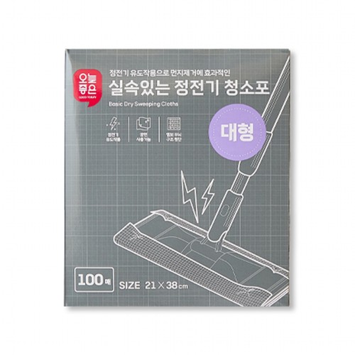 오늘좋은 실속있는 정전기 청소포 (대형, 100매) (21*38CM)