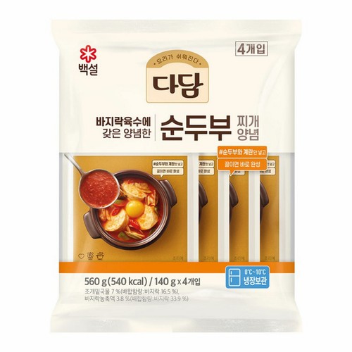 CJ 백설 다담 순두부 찌개 양념 (140G*4)