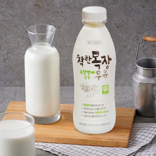 건국유업 착한목장 무항생제 인증 우유 (750ML)
