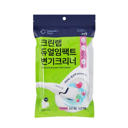 크린랩 듀얼임팩트 변기크리너 리필 (12매)