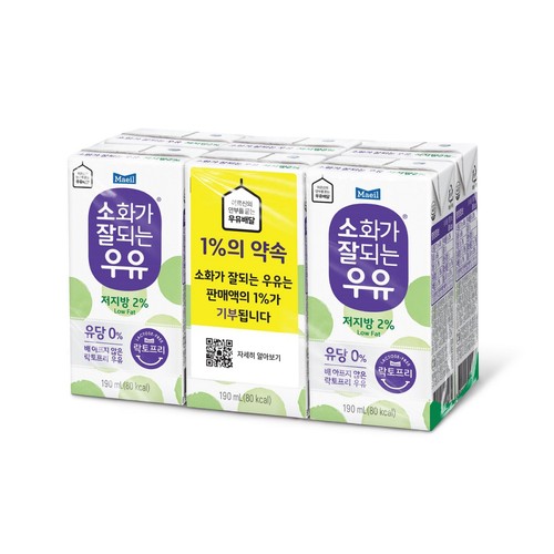 매일유업 소화가 잘되는 멸균우유 저지방 (190ML * 6)