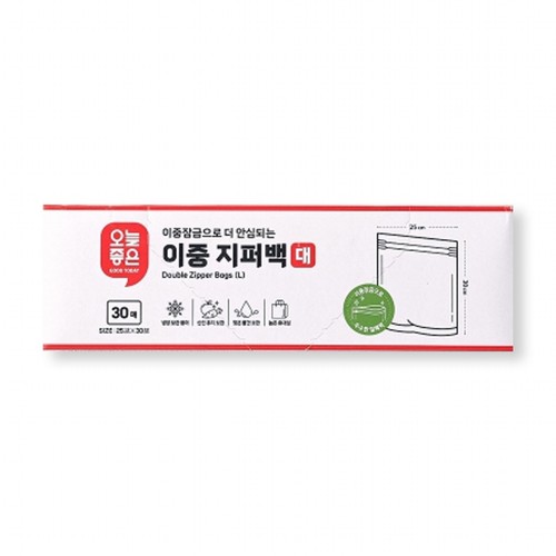오늘좋은 이중지퍼백 (대) (30매)ㅣ롯데마트 제타 최상의 신선