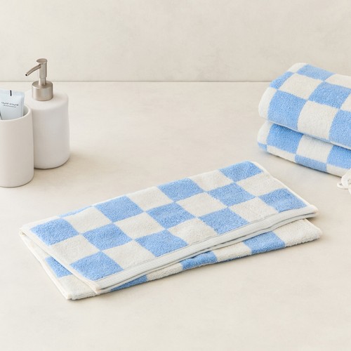 오늘좋은 빅 체커보드 세면타월 3P (클라우드블루) (40*80CM)
