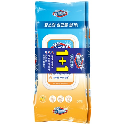 유한크로락스 세정살균티슈 (레몬) (60매*2입)