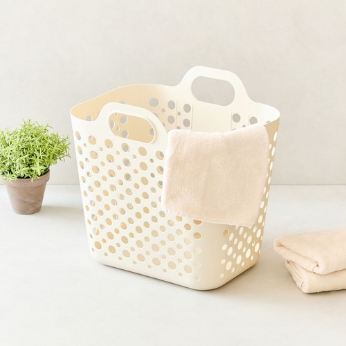 오늘좋은 사각 세탁바구니 (33L, 크림) (28*41*40CM)