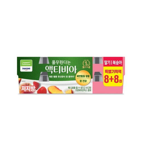 풀무원다논 액티비아 딸기복숭아 8+8 기획 (80G*16입)