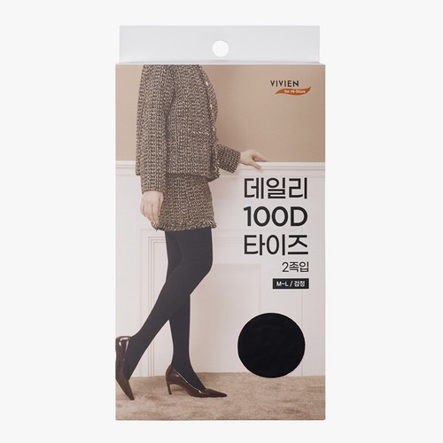 BLACK/M-L 비비안 여성 데일리 100D 타이즈 (2매)