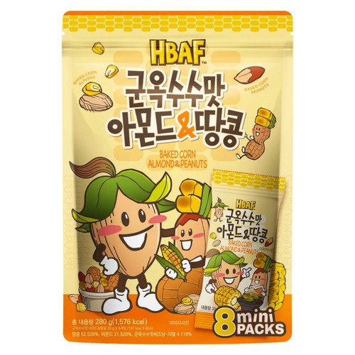 바프 HBAF 군옥수수맛아몬드&땅콩 (280G)