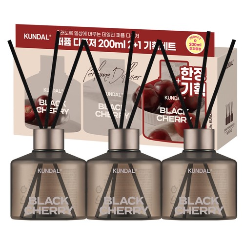 【블랙체리】 쿤달 퍼퓸 디퓨저 2+1 기획 (200ML 3구)