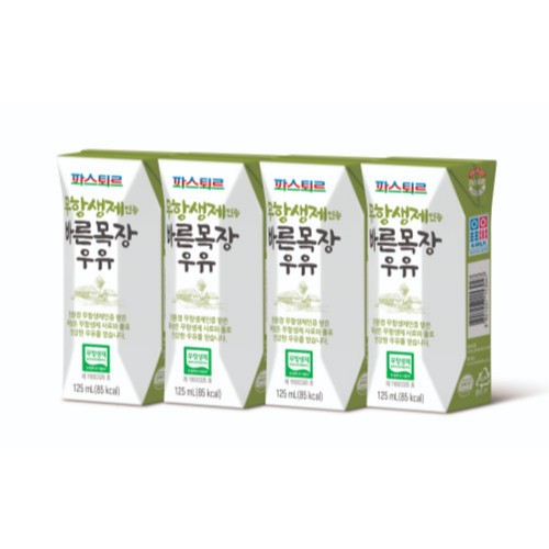 파스퇴르 무항생제 인증 바른목장 멸균우유 (125ML*4입)