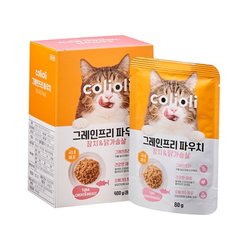 콜리올리 그레인프리 파우치(참치&닭가슴살) (80G*5)