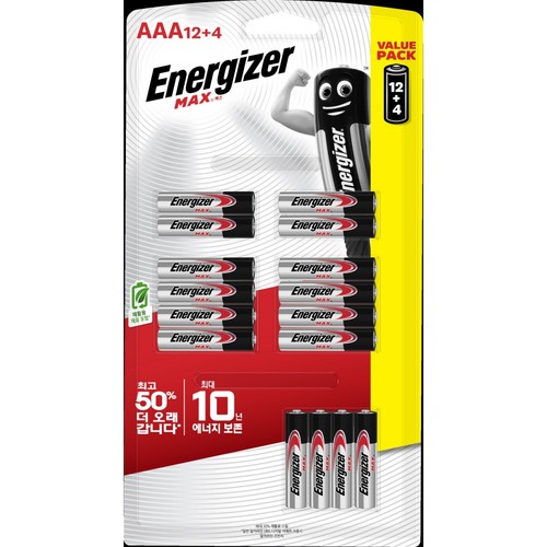 에너자이저 맥스 기획팩 AAA (12+4입)