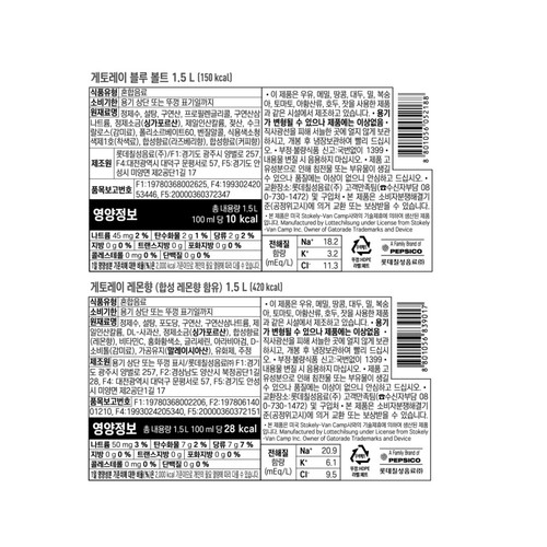 게토레이 (레몬+블루볼트) (1.5L*2입)