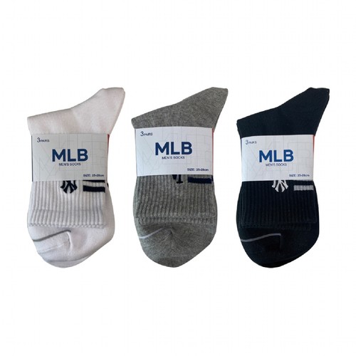 WHITE/26 MLB 남성 이선 중목 양말 (3매)