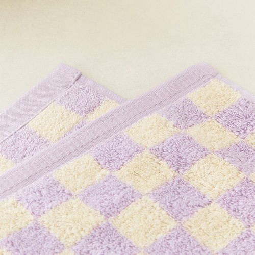 오늘좋은 체커보드 세면타월 3P (레몬라일락) (40*80CM)