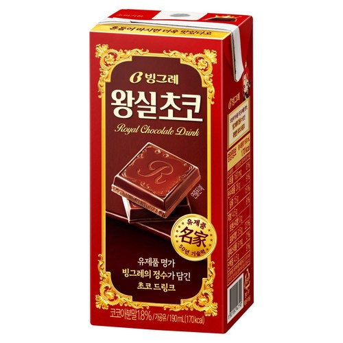 빙그레 왕실초코 우유 (190ML*4)