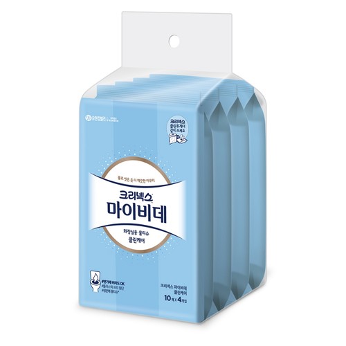 크리넥스 마이비데 클린케어 물티슈 휴대용 (10매*4입)
