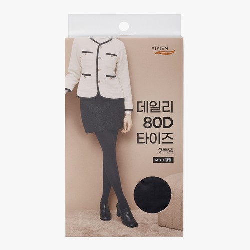 BLACK/M-L 비비안 여성 데일리 80D 타이즈 (2매)