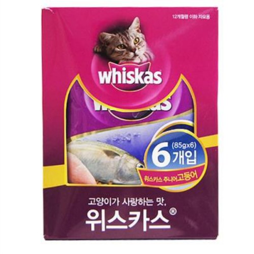 위스카스 주니어 파우치 6팩(고등어) (80G*6입)