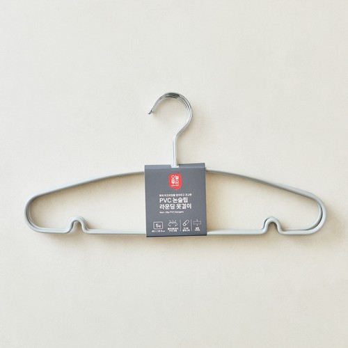 오늘좋은 PVC 논슬립 라운딩 옷걸이 (5입) (40*18*0.3CM)