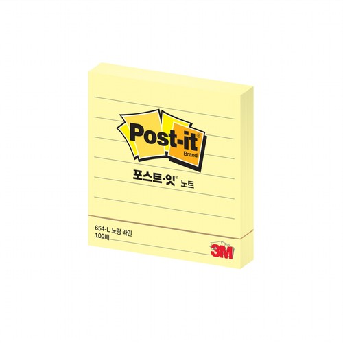 3M 포스트잇 노트 654 노랑라인