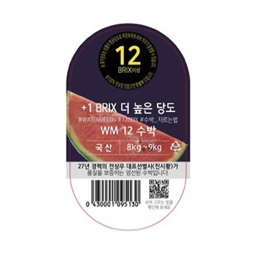 【수박대전】 WM 12 수박 (8-9KG/통)