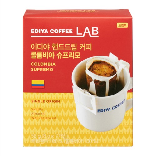 이디야 핸드드립커피 콜롬비아 슈프리모 (8G*7포)