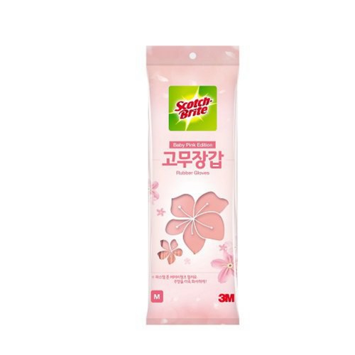 3M 베이비핑크 고무장갑 (중) (1켤레)