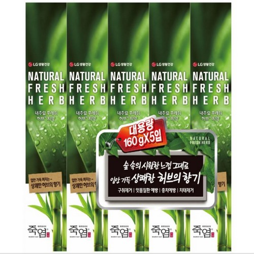  죽염 내추럴후레쉬허브 치약 (160G*5입)