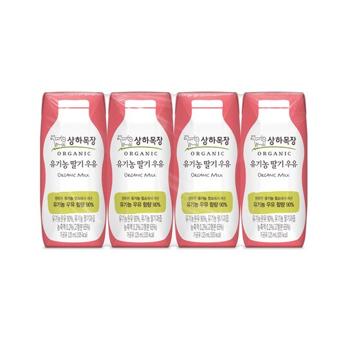 매일유업 상하목장 유기농 딸기 우유 (멸균) (125ML * 4)