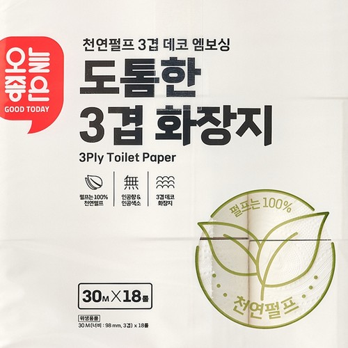 오늘좋은 도톰한 3겹 화장지 (30M*18롤)