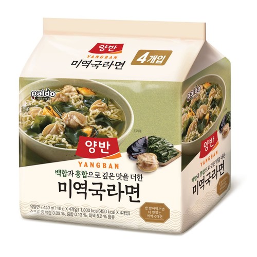 【롯데단독】 팔도&양반 미역국라면 (110G*4)