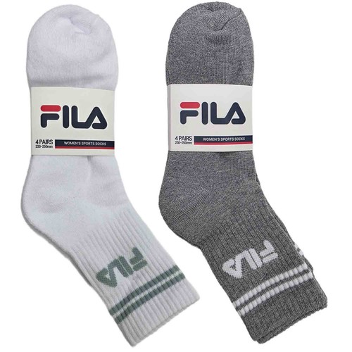 WHITE/24 휠라 여성 두줄 파일 중목 양말 (SFL50102A) (4매)