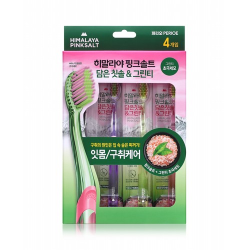 히말라야 핑크솔트 그린티 칫솔 (초극세모) (4입)
