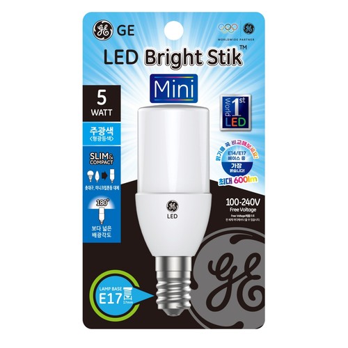 주광색 GE 루미트론 스틱 LED (E17, 5W) (5W)