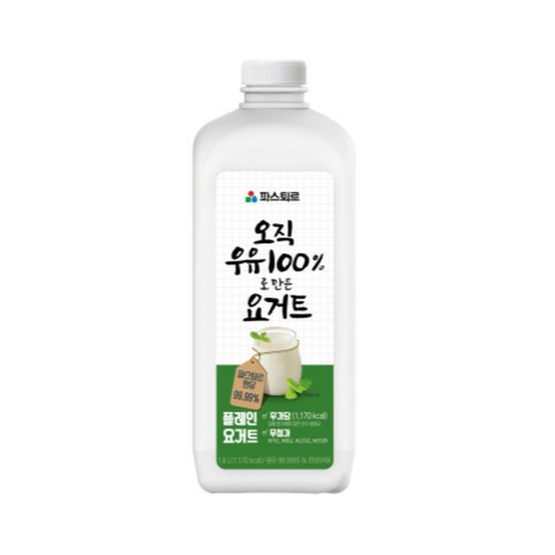 파스퇴르 오직 우유 100%로 만든 요거트 (1.8L)