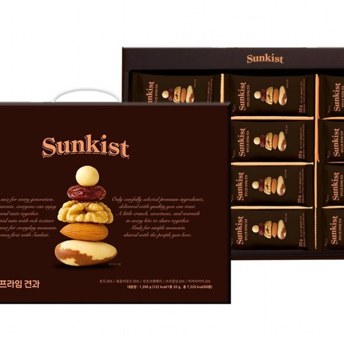 [추석 선물세트 사전예약] 썬키스트 프라임 데일리믹스넛 60봉 (1200G)