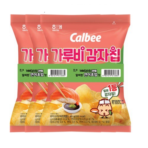 해태 가루비감자칩 연어초밥 3번들 (120G)