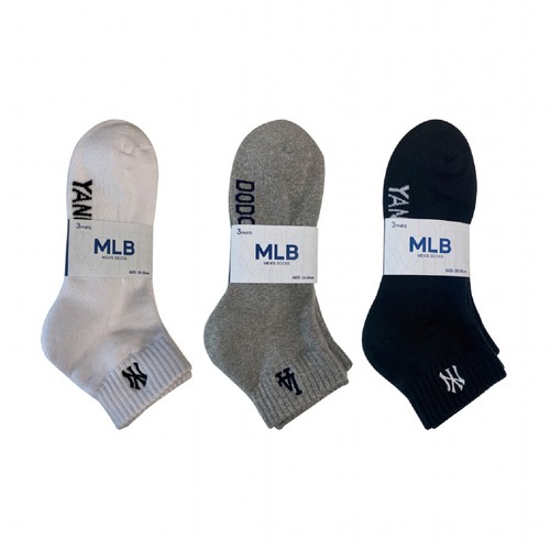 WHITE/26 MLB 남성 심플 파일 단목 양말 (3매)