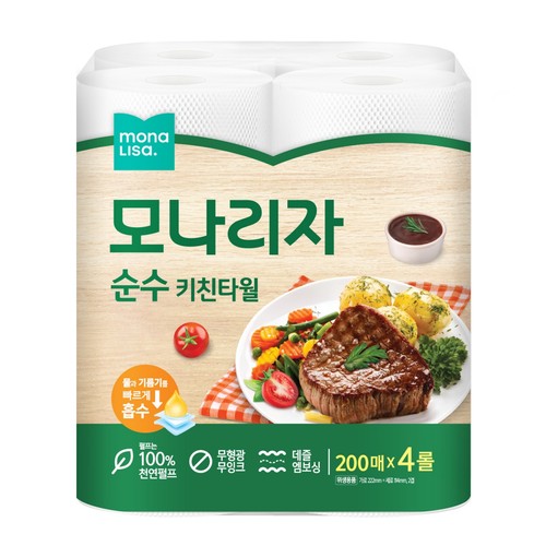 모나리자 순수 키친타월 (200매*4롤)