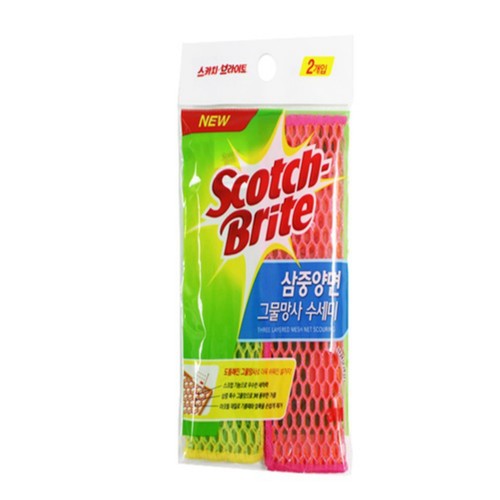 3M 삼중양면 그물망사 수세미 (2입)