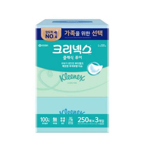 크리넥스 크리넥스 클래식퓨어 미용티슈 (250매*3입)
